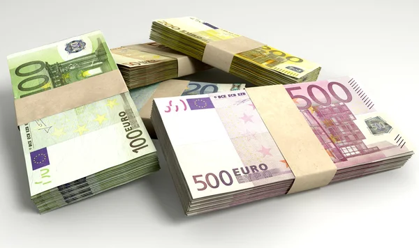 Euro Notes Collection Pile Close — Stock Photo, Image