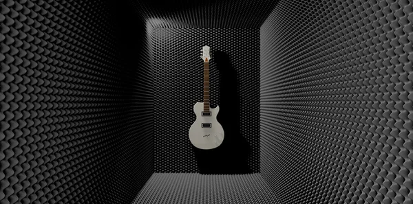 Sala de espuma acústica com guitarra elétrica montada — Fotografia de Stock