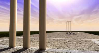 Her iki bakış açısı wickets pitch ufukta kriket