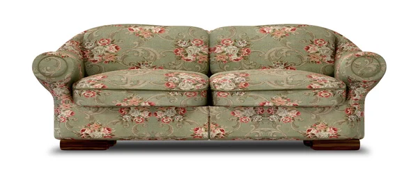 Vecchio divano floreale anteriore — Foto Stock