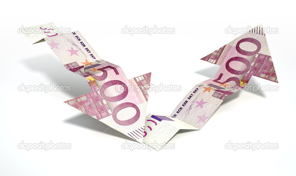 Euro Bank Note Recovery Trend Arrows