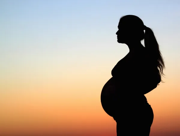 Silhouette de profil latéral femme enceinte — Photo