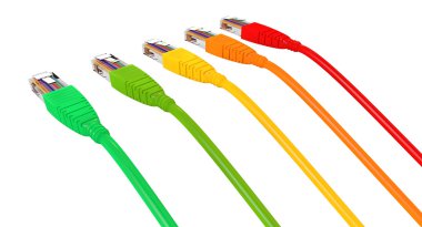 Ethernet kabloları uzağa işaret renklerin takılı değil.