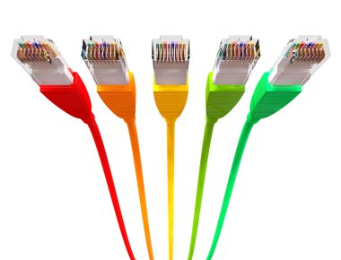Ethernet kabloları renkler altında ileriye dönük takılı değil.