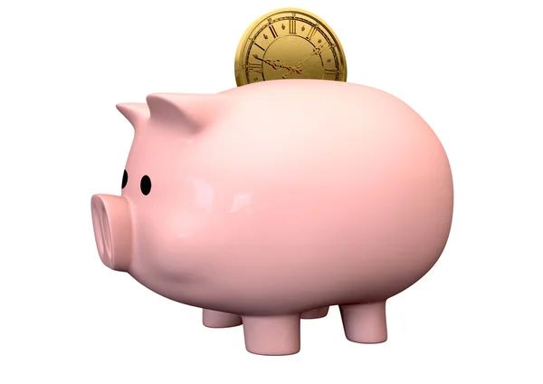 Pigg Bank Time Is Money Saving — Stock Photo, Image