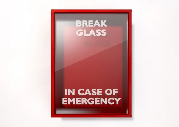 Break In Case Of Emergency Red Box — Stock Photo, Image