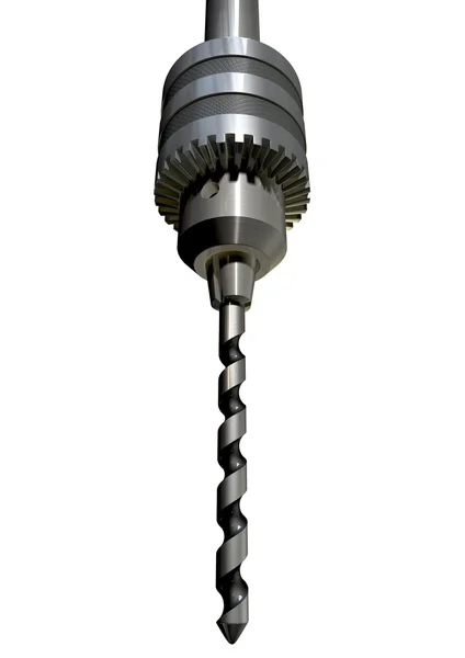 Metal Drill Chuck And Bit Perspective — Stock Photo, Image