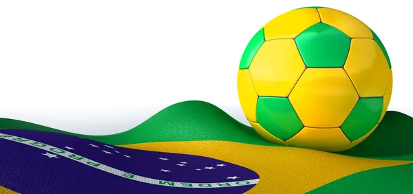 Bandeira Brasileira e Bola de Futebol — Fotografia de Stock