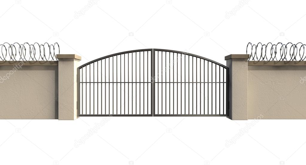Gates And Wall With Razor Wire