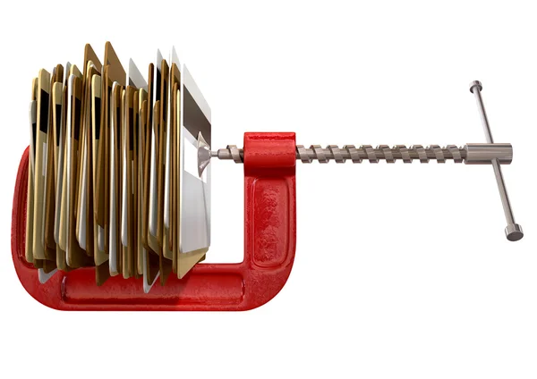 Clamped Credit Card Crunch — Stock Photo, Image
