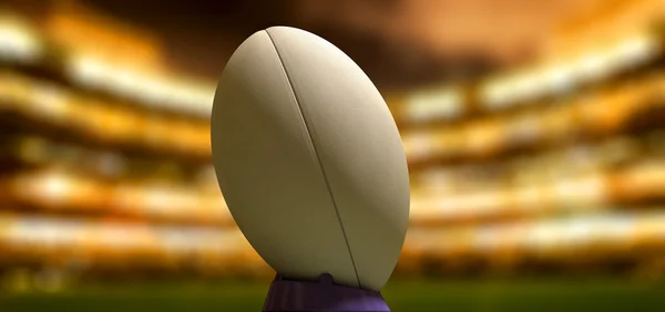 Rugby Ball In A Stadium Night — Stock Photo, Image