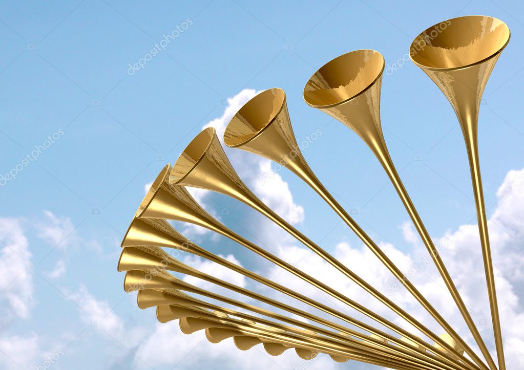Heavenly Medieval Trumpet Circle And Sky Stock Photo by ©albund 33033245