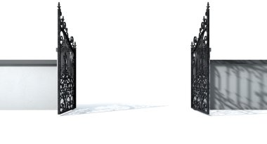 Open Ornate Gates And Wall