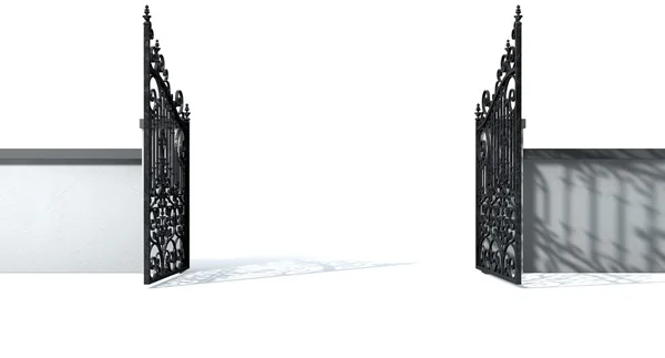 Open Ornate Gates And Wall — Stock Photo, Image