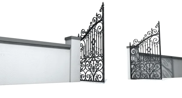 Open Ornate Gates And Wall — Stock Photo, Image