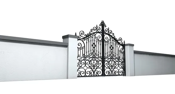 Closed Ornate Gates And Wall — Stock Photo, Image