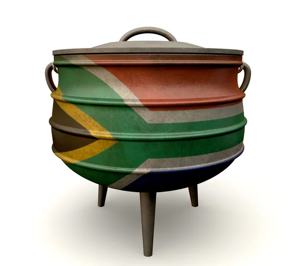 Zuid-Afrikaanse potjie pot vlag geschilderd — Stockfoto