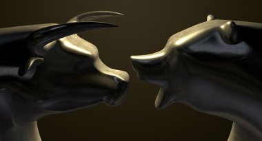 boğa ve piyasa trendi bronz döküm ayı