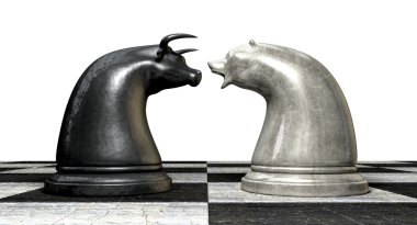Bull And Bear Market Trend Chess Pieces clipart