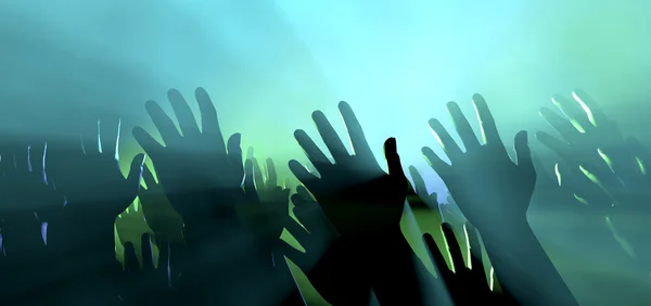 Audience Hands And Lights At Concert — Stock Photo, Image