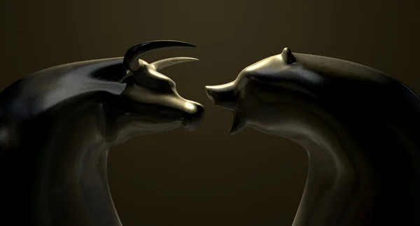 Bull And Bear Market Trend Bronze Castings — Stock Photo, Image