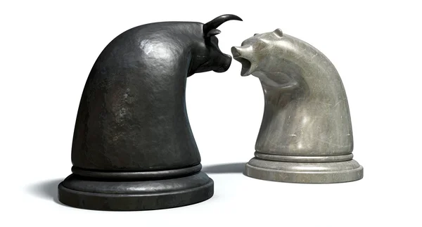 Bull And Bear Market Trend Chess Pieces — Stock Photo, Image