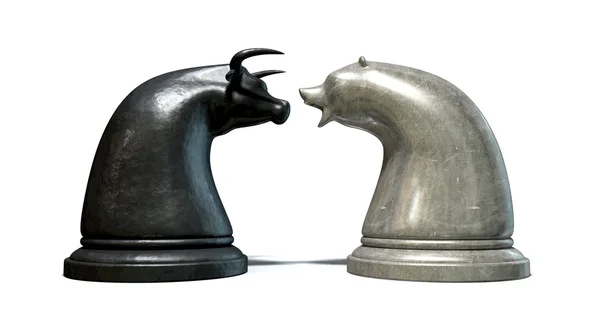 Bull And Bear Market Trend Chess Pieces — Stock Photo, Image