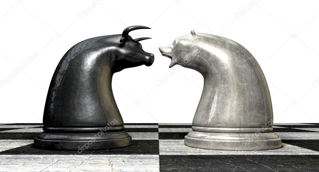 Bull And Bear Market Trend Chess Pieces