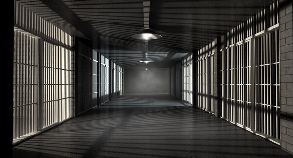 Jail Corridor And Cells