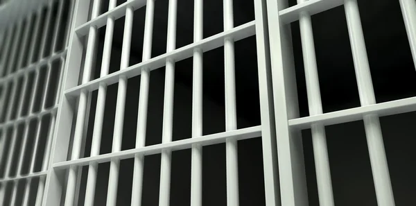 Bílý pruh vězení buněk perspektivy uzamčen — Stock fotografie