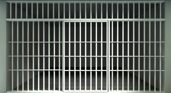 White Bar Jail Cell Front Locked