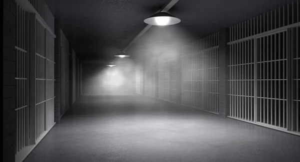 Haunted Jail Corridor And Cells — Stock Photo, Image