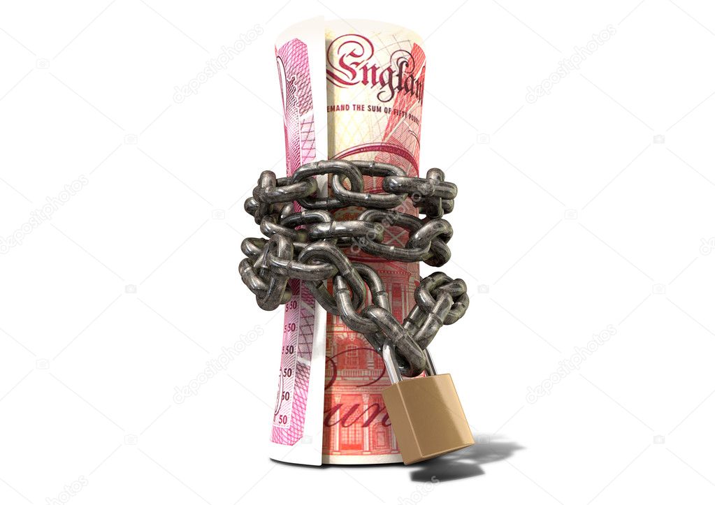 Rolled Up And Shackled British Pounds Standing