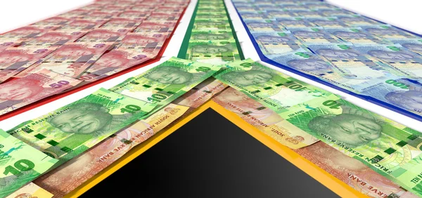 Sul-Africano Rand Notes Bandeira — Fotografia de Stock