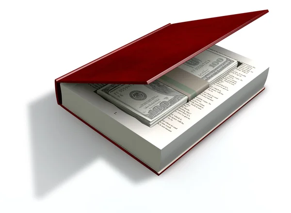 Ukrytý nám dolarových bankovek v knize přední — Stock fotografie