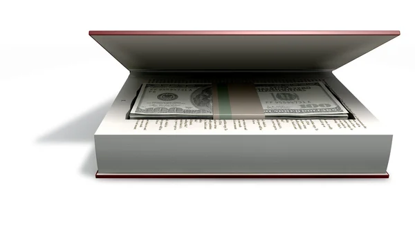 Notas de dólar dos EUA escondidas em uma frente de livro — Fotografia de Stock