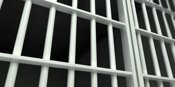 White Bar Jail Cell Perspective Locked — Stock Photo, Image