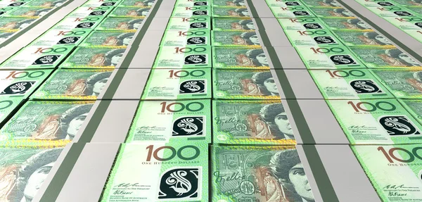 Dólar australiano Bill Bundles Laid Out — Fotografia de Stock