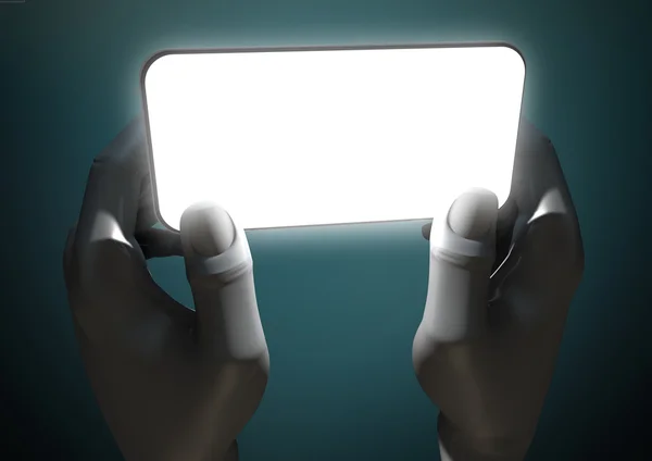 Hands And Illuminated Generic Smart Phone — Stock Photo, Image