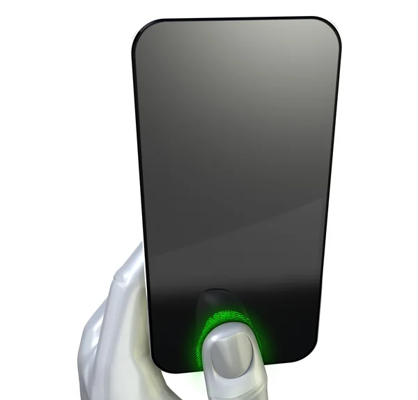 Smart Phone With Thumb And Fingerprint Identification — Stockfoto