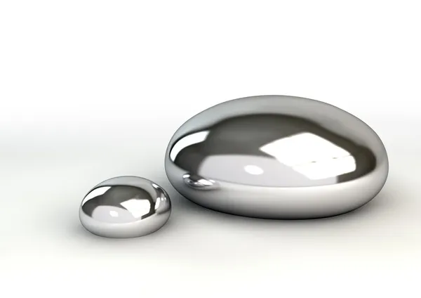 Gotas de mercurio en blanco — Foto de Stock