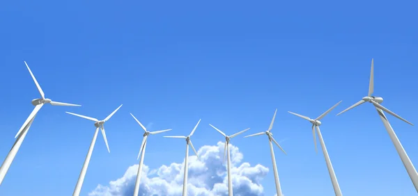 Windturbines blauwe hemel — Stockfoto