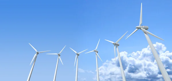 Windturbines blauwe hemel — Stockfoto