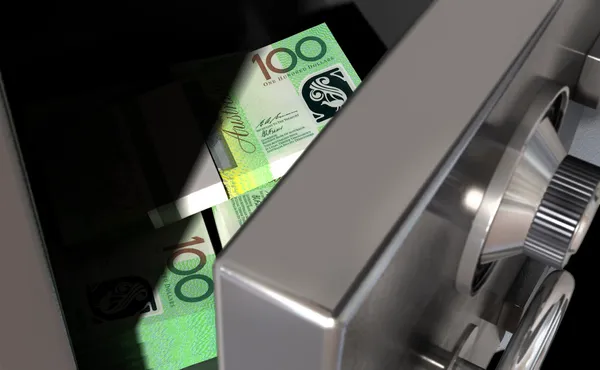 Open Safe With Australian Dollars — Stock Photo, Image