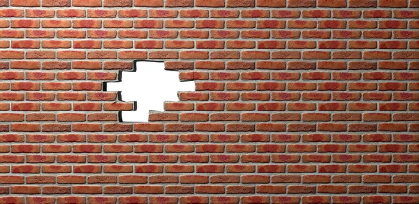 Mur de brique visage avec trou — Photo