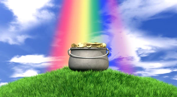 Un vaso d'oro e arcobaleno su Grassy Hill — Foto Stock