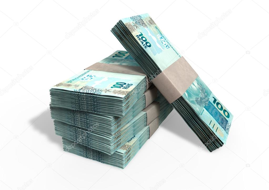 Brazilian Real Notes Pile