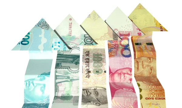 Brics Arrrow Notes Rising — Stock Photo, Image