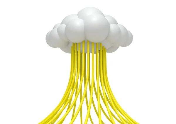 Cloud Computing With Yellow Cables — Stock Photo, Image