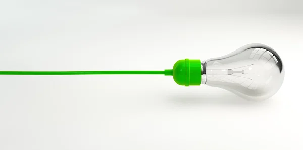 Ampul yeşil kablo ile — Stok fotoğraf